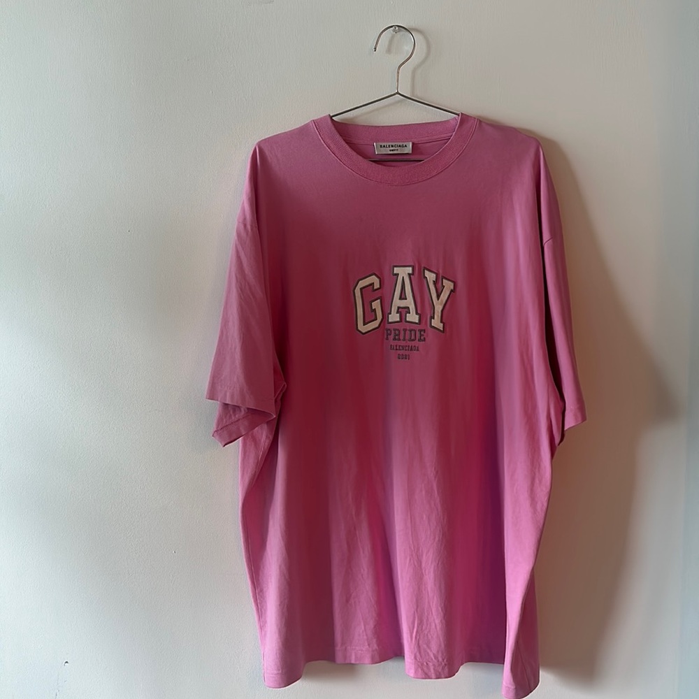 Pink Balenciaga Oversized Pride tee